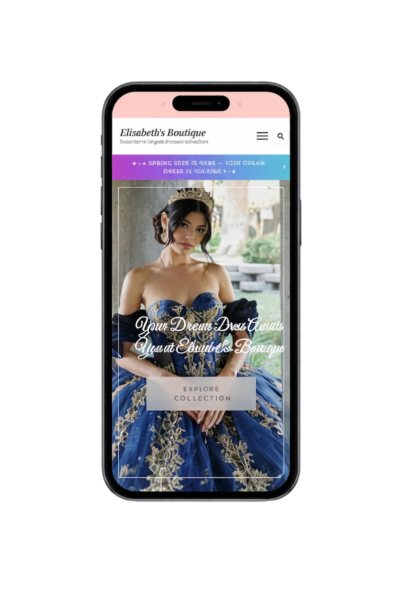 Elizabeth's Boutique website on mobile phone