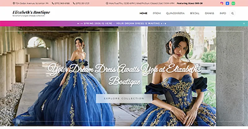Elizabeth's Boutique website preview