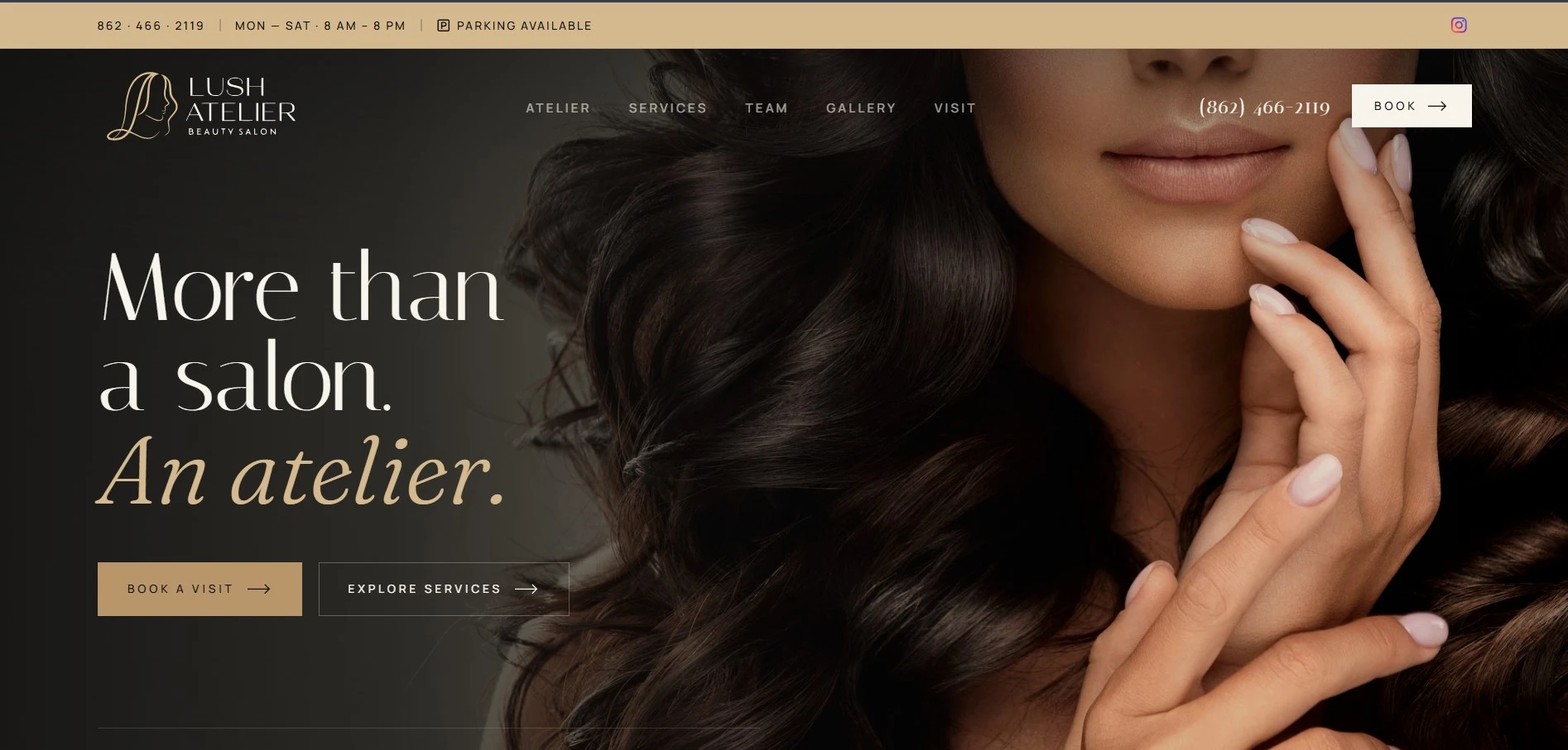 Lush Atelier Beauty Salon website preview